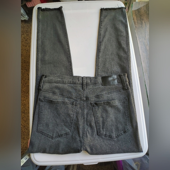 Madewell 10" high rise skinny jeans exposed button fly frayed Hem grey sz 27. - Picture 3 of 17